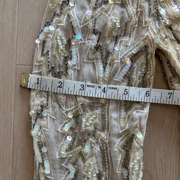 Scala Vintage 80s Elegant Sequin/Beaded Embellished Cream Dress - Picture 6 of 8